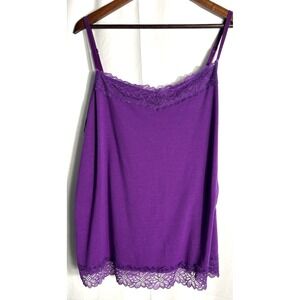 Y2K Cato Purple Floral Lace Trim Cami Tank Top Stretch 22/24W Dark Fairy Grunge